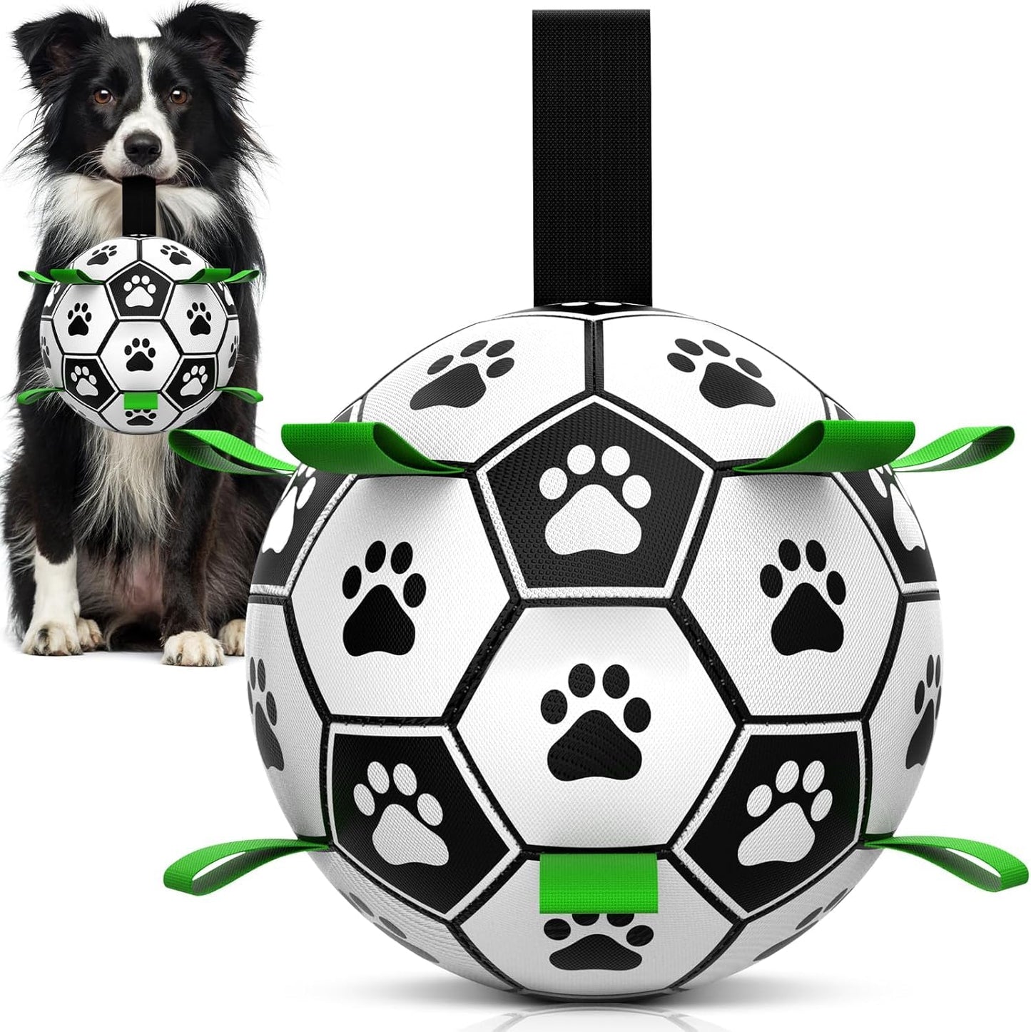 HETOO Interactive Dog Football Toys with Webbing, Durable Dog Balls for Small Medium Large Breed Dog Water Toy Indoor & Outdoor, Gift for Dogs (8 Inch)