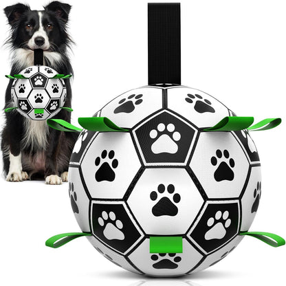 HETOO Dog Soccer Ball, Interactive Dog Toys for Doggies, Durable Dog Balls for Small & Medium Dogs Red White (6 inch)