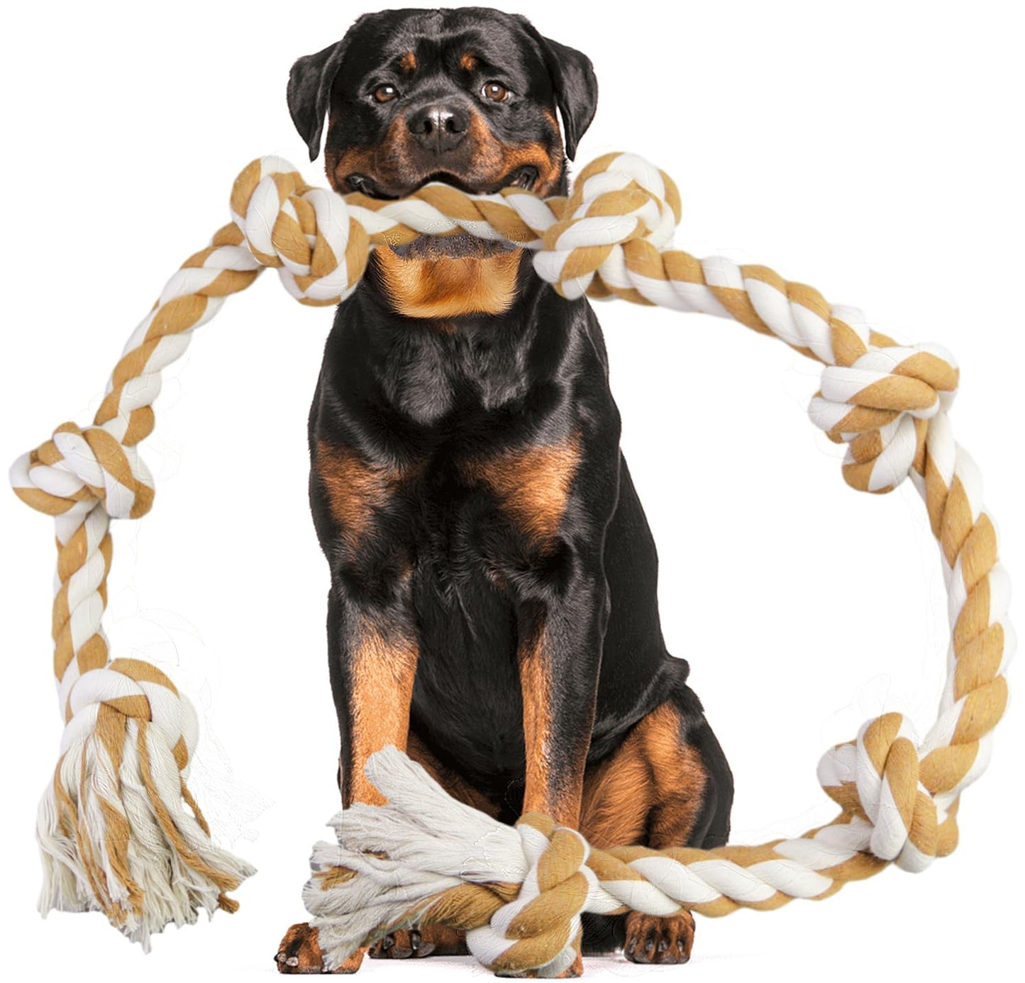 Large Dog Rope Toys For Aggressive Chewers, Size 105 cm, 6 Knot Tough Rope Chew Toys For Large Dogs, Indestructible 100% Non-Dye Cotton Rope For Large Breed Dog, Dogs Teething Chew Tug Toy
