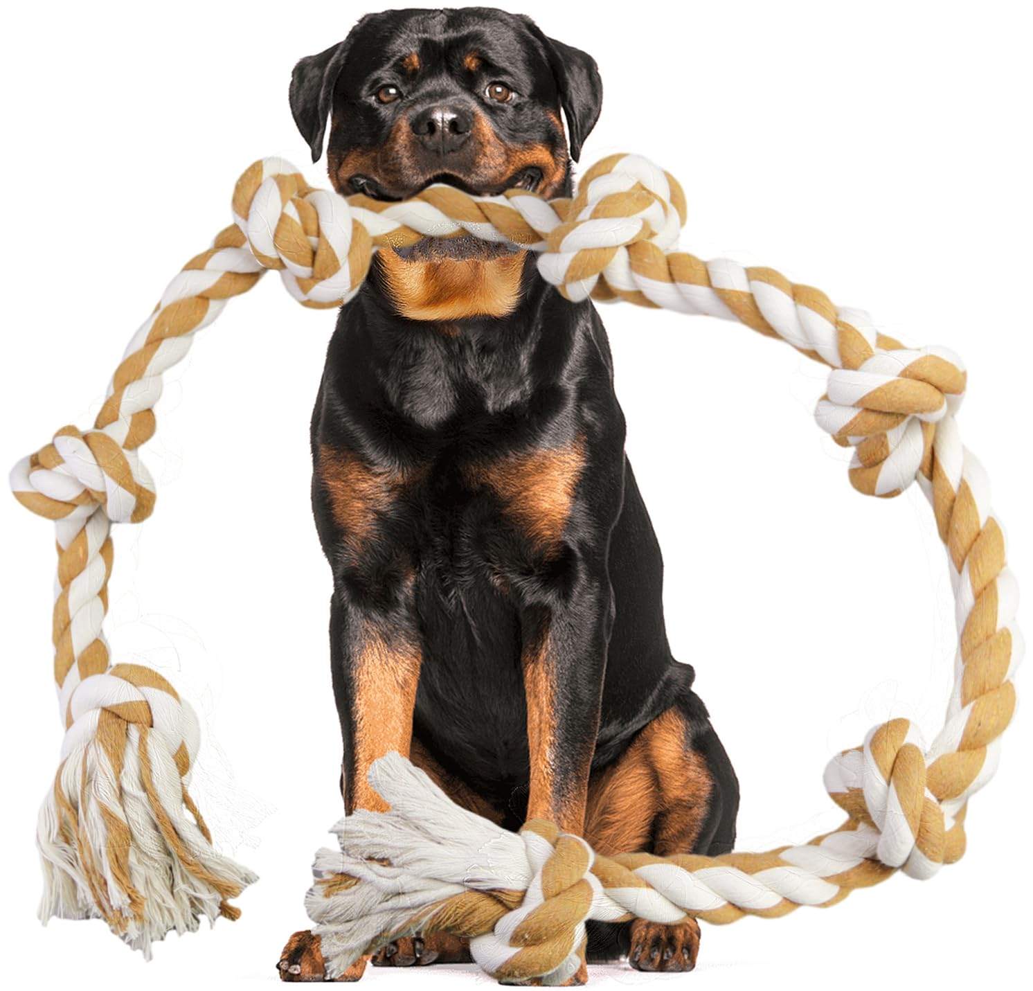 Large Dog Rope Toys For Aggressive Chewers, Size 105 cm, 6 Knot Tough Rope Chew Toys For Large Dogs, Indestructible 100% Non-Dye Cotton Rope For Large Breed Dog, Dogs Teething Chew Tug Toy