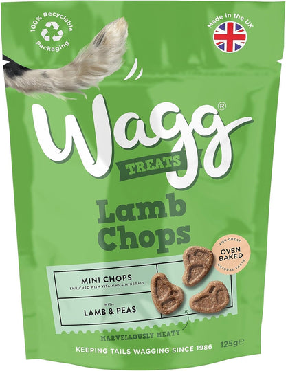 Wagg Mini Chops Lamb & Peas Dog Treats 125g (Pack of 7) - Oven Baked