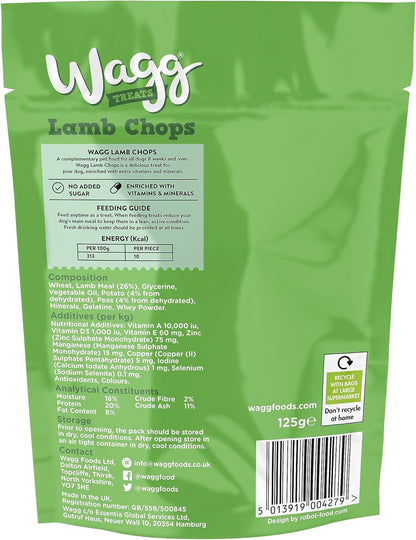 Wagg Mini Chops Lamb & Peas Dog Treats 125g (Pack of 7) - Oven Baked
