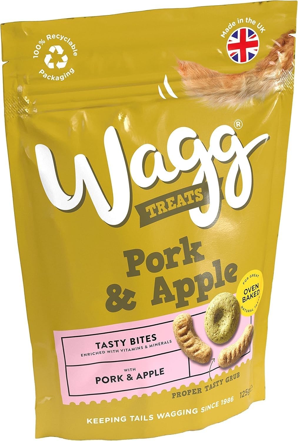 Wagg Tasties Tasty Bites Pork & Apple Dog Treats 125g (Pack of 7) - Oven Baked