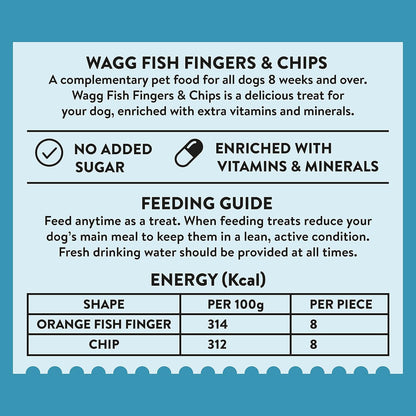Wagg Fish Finger & Chips Tasty Bites Fish & Potato Dog Treats 125g (Pack of 7) - Oven Baked