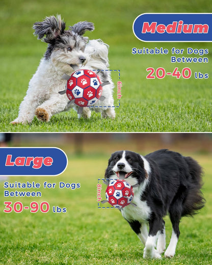 HETOO Dog Soccer Ball, Interactive Dog Toys for Doggies, Durable Dog Balls for Small & Medium Dogs Red White (6 inch)