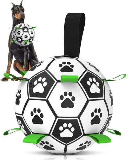 HETOO Interactive Dog Football Toys with Webbing, Durable Dog Balls for Small Medium Large Breed Dog Water Toy Indoor & Outdoor, Gift for Dogs (8 Inch)