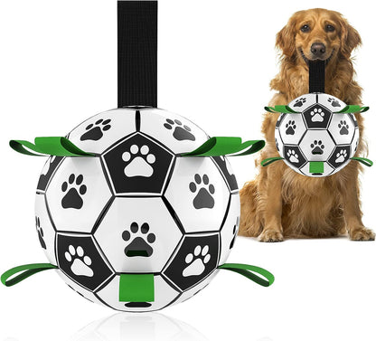 HETOO Interactive Dog Football Toys with Webbing, Durable Dog Water Balls for Small Medium Breed, Indoor & Outdoor Blue Gray (6 Inch)