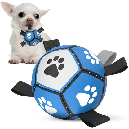 HETOO Dog Soccer Ball, Interactive Dog Toys for Doggies, Durable Dog Balls for Small & Medium Dogs Red White (6 inch)