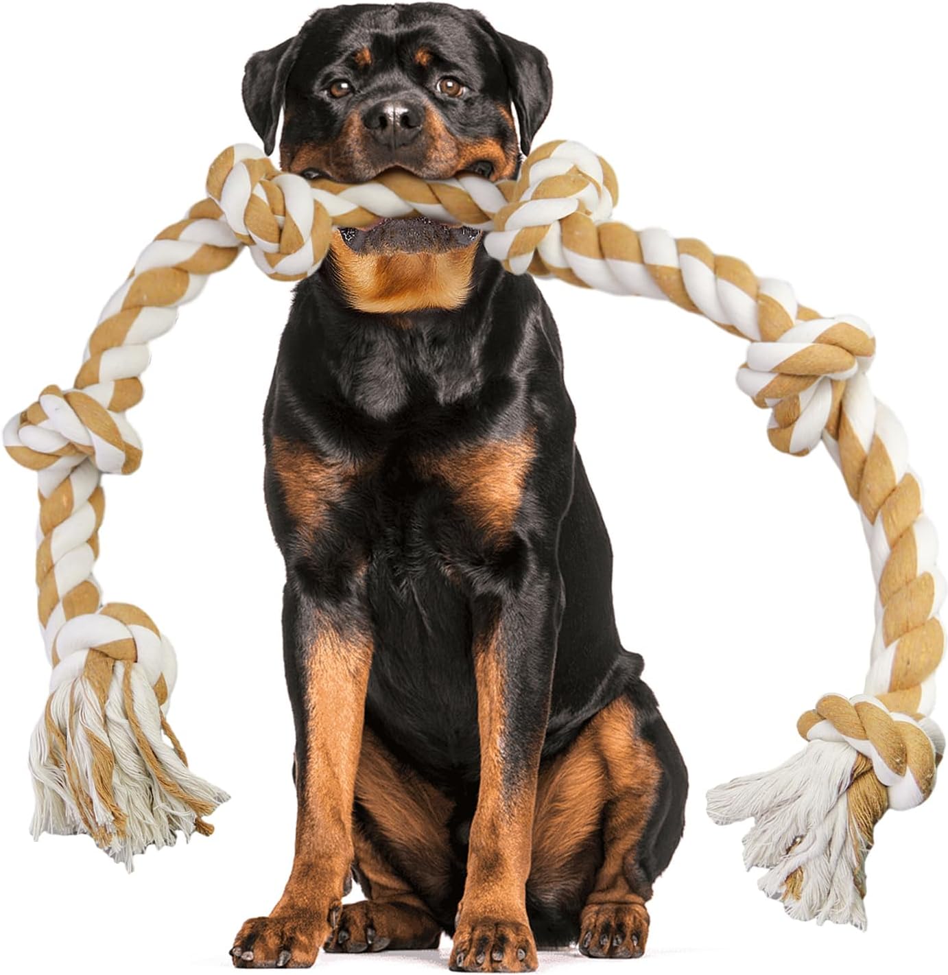 Large Dog Rope Toys For Aggressive Chewers, Size 105 cm, 6 Knot Tough Rope Chew Toys For Large Dogs, Indestructible 100% Non-Dye Cotton Rope For Large Breed Dog, Dogs Teething Chew Tug Toy