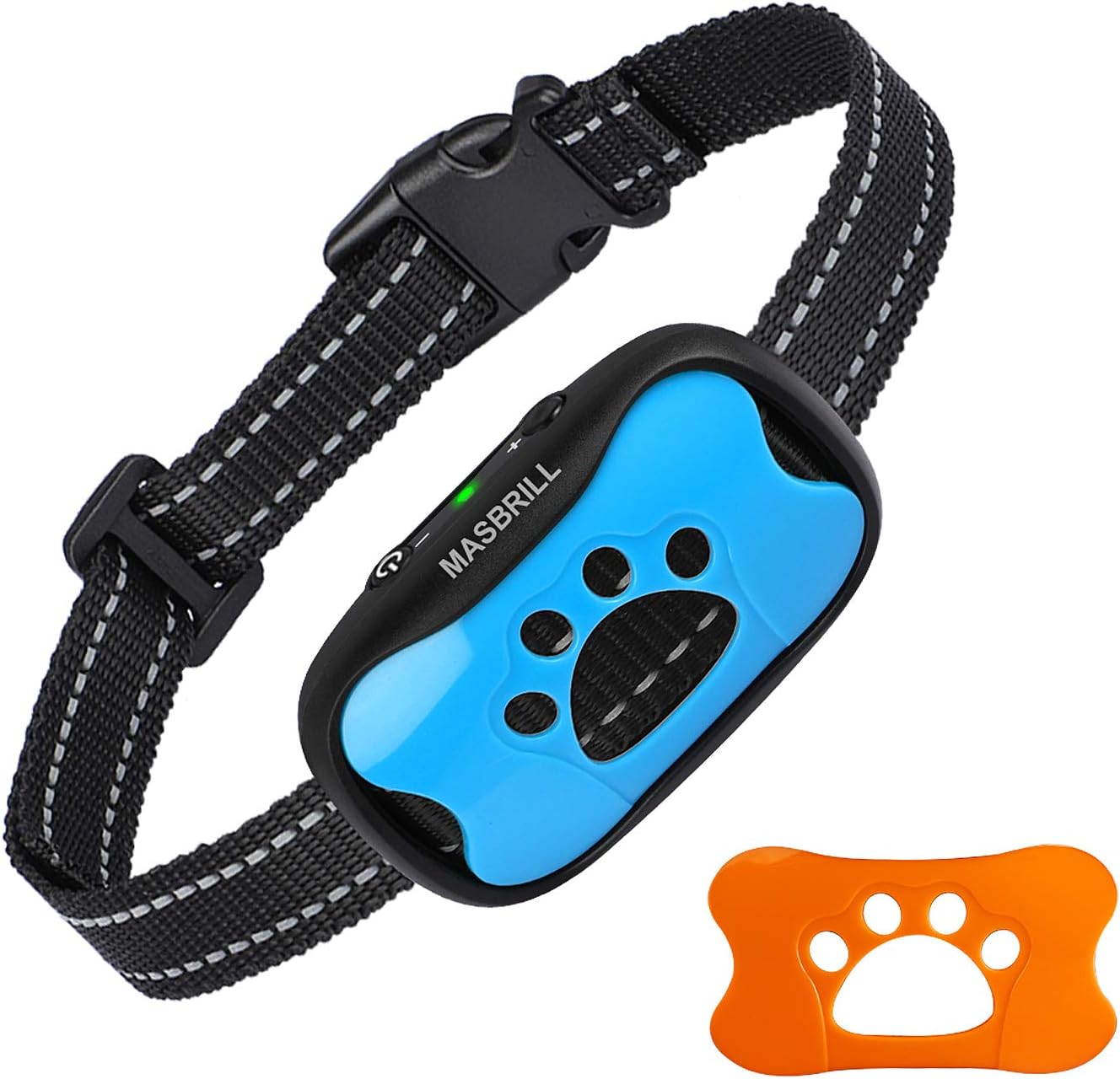 MASBRILL Anti Bark Collars for Dogs, Rechargeable Bark Collar for Small Medium Large Dogs, Dog Barking Collar with Vibrating Beep Training, Stop Dog Barking Deterrent Device 7 Sensitivity Levels(Blue)