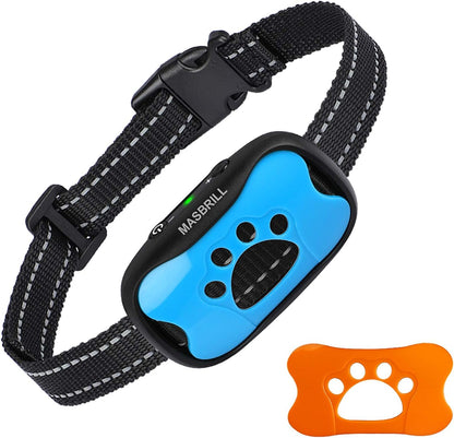 MASBRILL Anti Bark Collars for Dogs, Rechargeable Bark Collar for Small Medium Large Dogs, Dog Barking Collar with Vibrating Beep Training, Stop Dog Barking Deterrent Device 7 Sensitivity Levels(Blue)