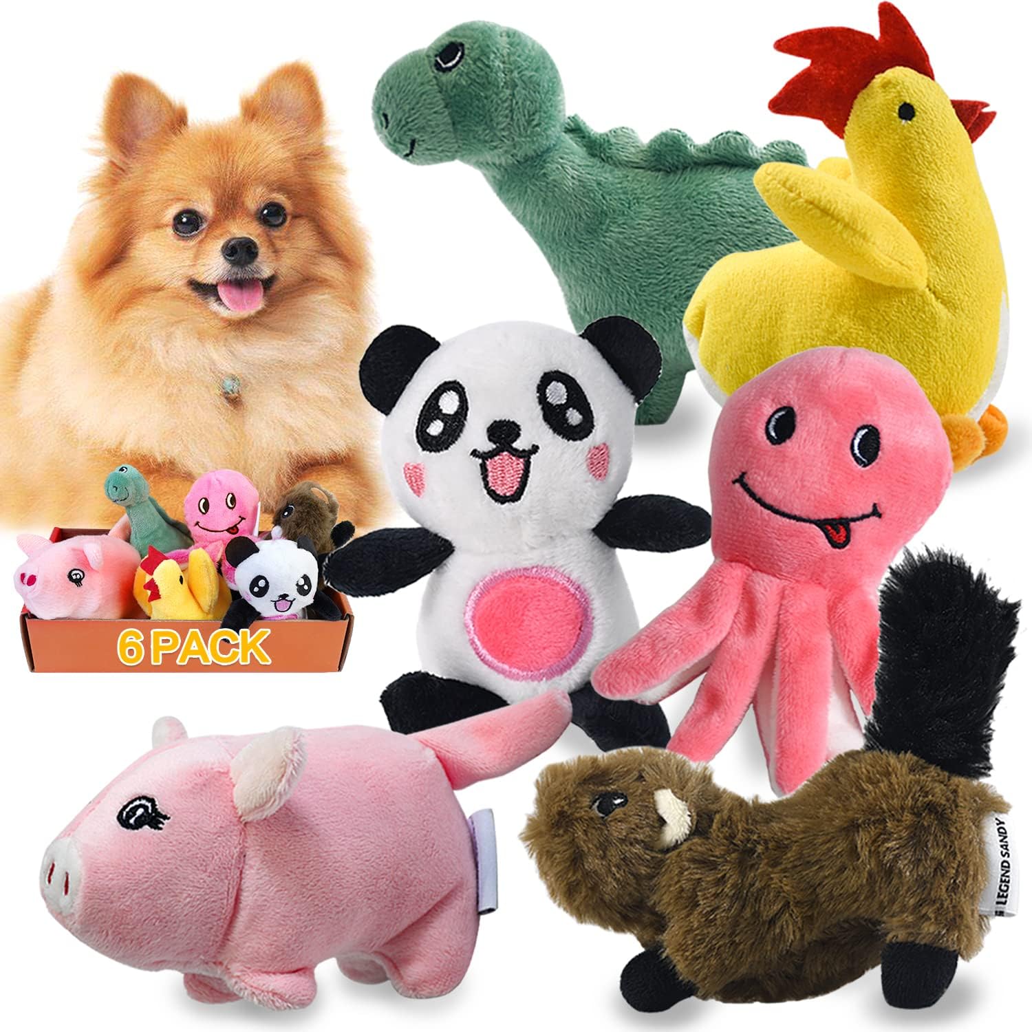 LEGEND SANDY Tough Dog Toys, Stuffed Chew Large Dog Toys to Keep Them Busy, Interactive Squeaky Tug of War Doggie Toy, Crinkle Blue Octopus