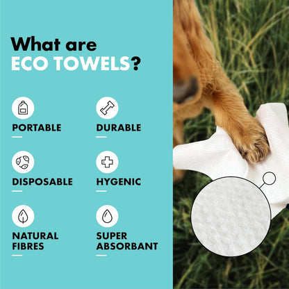 Eco Mini Dog Towels for Drying Dogs (10 Pack) - Natural Fibre, Super-Absorbent Small Dog Drying Towels, Plastic-Free & Skin-Kind - Dog Cleaning Wipes Ideal for Mud, Wet Dogs & Bath Time