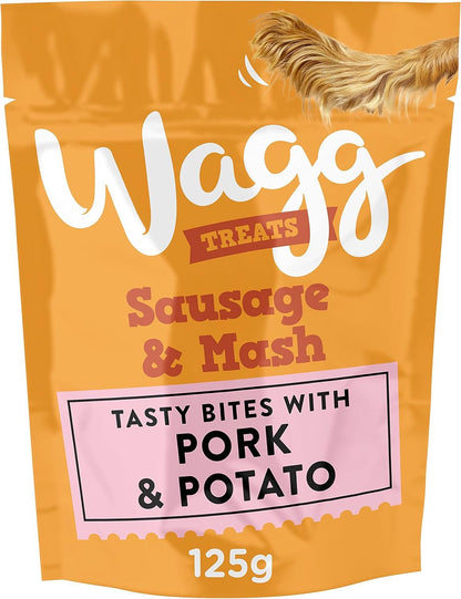 Wagg Sausage & Mash Tasty Bites Pork & Potato Dog Treats 125g (Pack of 7) - Oven Baked