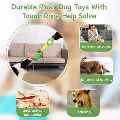 YINEYA Squeaky Dog Toys for Small, Puppy, Medium and Large，Interactive Dogs Toy For Boredom, Plush Soft Dogs Toy with Crinkle Paper, Fun Dinosaur Tough Dog Tug Toys