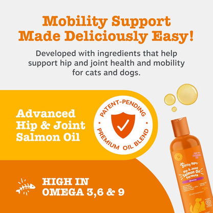 Zesty Paws Hip & Joint Salmon Oil For Cats & Dogs | Supports Mobility, Joint, Muscle, Cognitive & Cellular Health | Contains Salmon, Krill, Flaxseed Oils, Vitamin E | Daily Use | 250ml