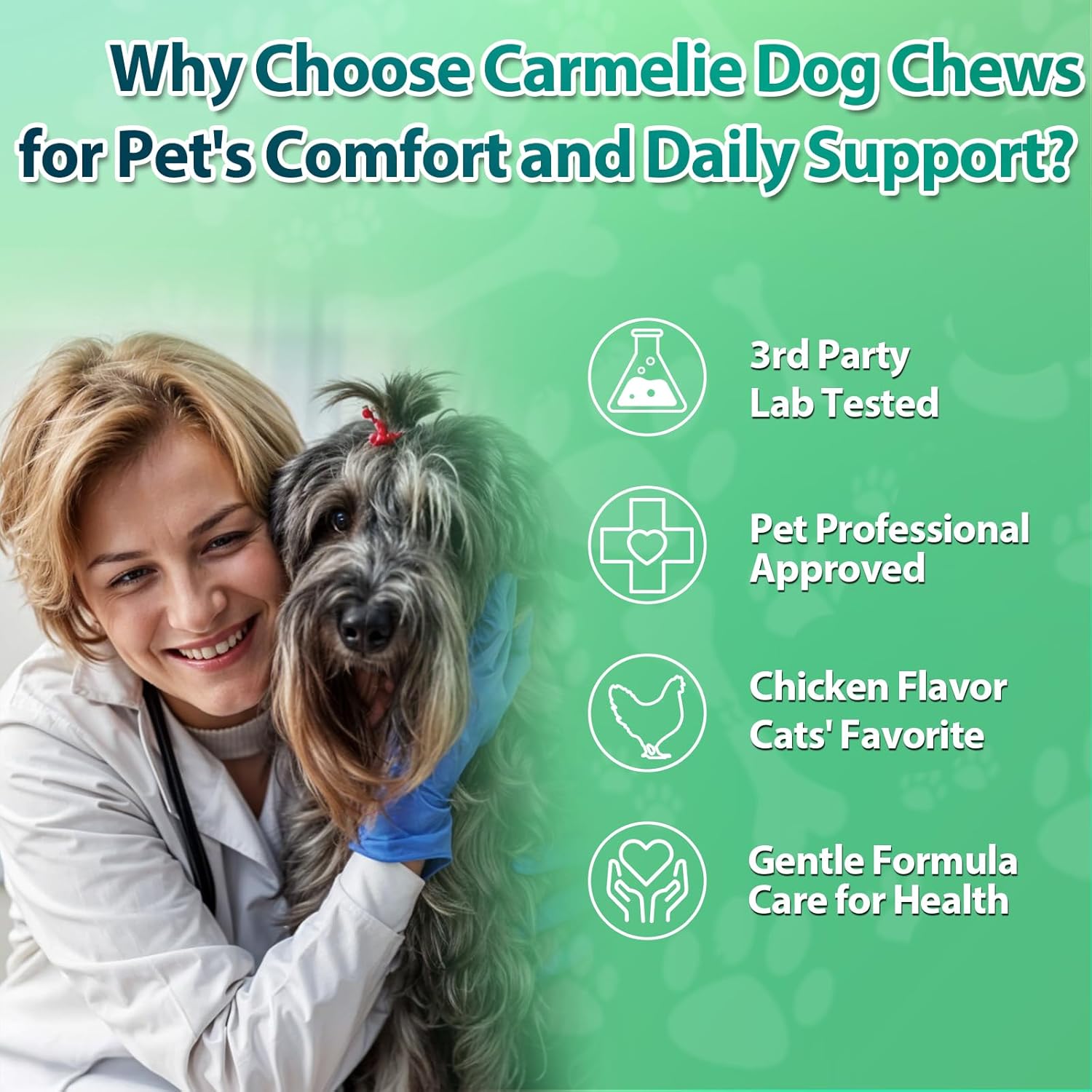 Carmelie Flea and Tick Chewables for Dogs - 200 Soft Chews Natural Dog Flea and Tick Prevention Chews - Oral Flea Supplement for Dogs, Puppy Flea Prevention - Chicken Flavor