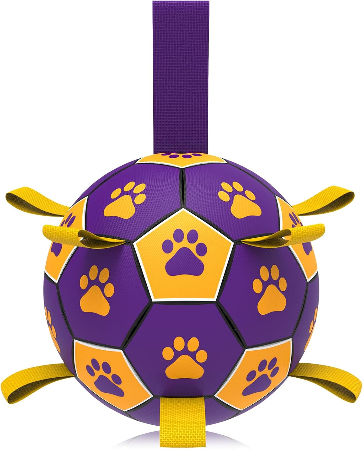HETOO Interactive Dog Football Toys with Webbing, Durable Dog Balls for Small Medium Large Breed Dog Water Toy Indoor & Outdoor, Gift for Dogs (8 Inch)
