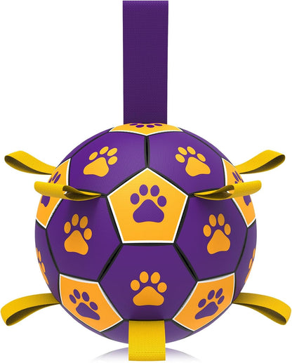 HETOO Interactive Dog Football Toys with Webbing, Durable Dog Balls for Small Medium Large Breed Dog Water Toy Indoor & Outdoor, Gift for Dogs (8 Inch)