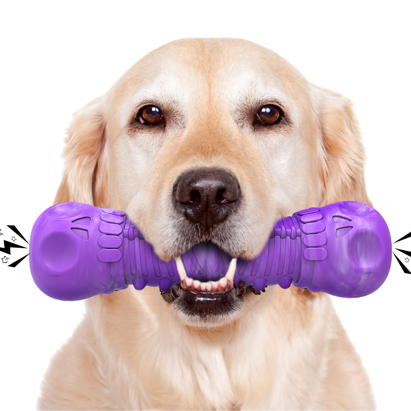 HETOO Dog Chew Toys Indestructible Dog Toys for Large Medium Breed Durable Rubber Squeaky Toy for Aggressive Chewers Tough Strong Bone Outdoor Interactive Dog Toys Birthday Gifts Purple