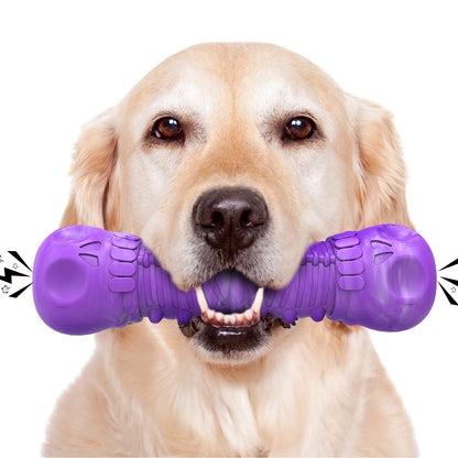 HETOO Dog Chew Toys Indestructible Dog Toys for Large Medium Breed Durable Rubber Squeaky Toy for Aggressive Chewers Tough Strong Bone Outdoor Interactive Dog Toys Birthday Gifts Purple