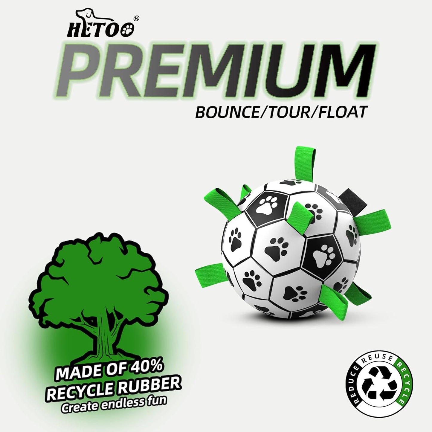 HETOO Dog Balls, Dog Football Toys with Webbing, Interactive Dog Ball Toys for Touring, Durable High Bounce Floating Dog Toy Balls for Dog Birthday Gifts Indoor & Outdoor Medium (6 Inch)