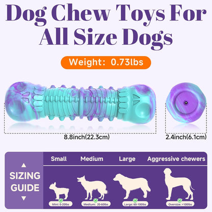 HETOO Dog Chew Toys Indestructible Dog Toys for Large Medium Breed Durable Rubber Squeaky Toy for Aggressive Chewers Tough Strong Bone Outdoor Interactive Dog Toys Birthday Gifts Purple