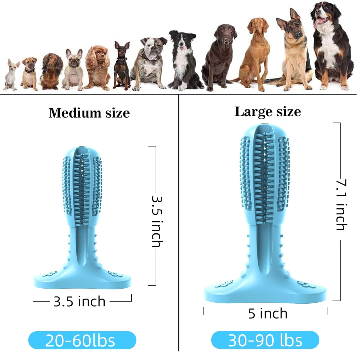HETOO Dog Chew Toys, Dog Toothbrush Toys for Puppy Dental Care Teeth Cleaning, Natural Rubber Teeth Grinding Rod Gifts for Dogs (Blue)