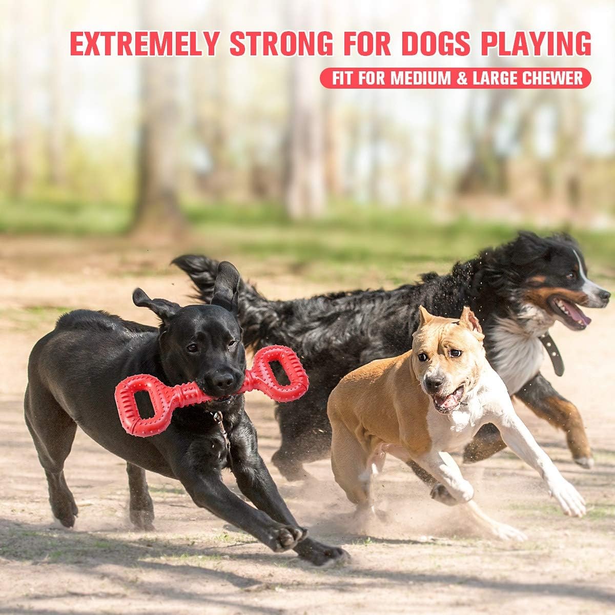Feeko Large Breed Dog Toys - Indestructible Interactive Bone Toy, 15 Inch, Natural Rubber, Tooth Cleaning, Tug-of-war for Medium & Large Dogs