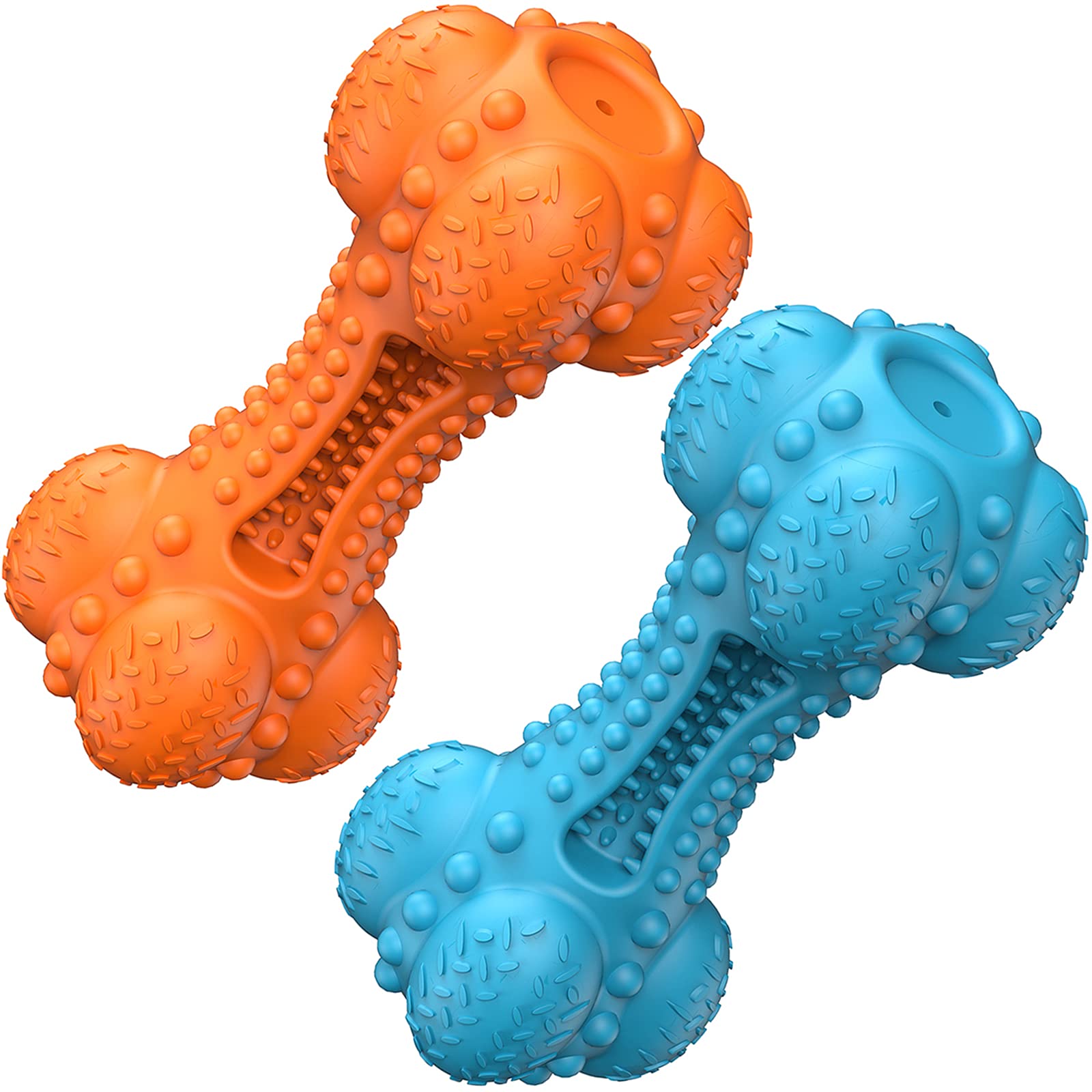 SCHITEC Dog Chew Toy, Indestructible Tough Squeaky Pet Chew Toy for Aggressive Chewers, Durable Natural Rubber Bone with Toothbrush, Large Medium Breed Teeth Cleaning Care