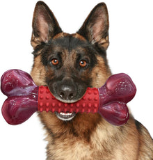 Tough Dog Toys for Medium Large Dogs: Almost Indestructible Dog Toys for Aggressive Chewers, Dog Chew Toys for Teething, Strong Dog Toys for Boredom Hard Nylon & Natural Rubber, Beef Flavour