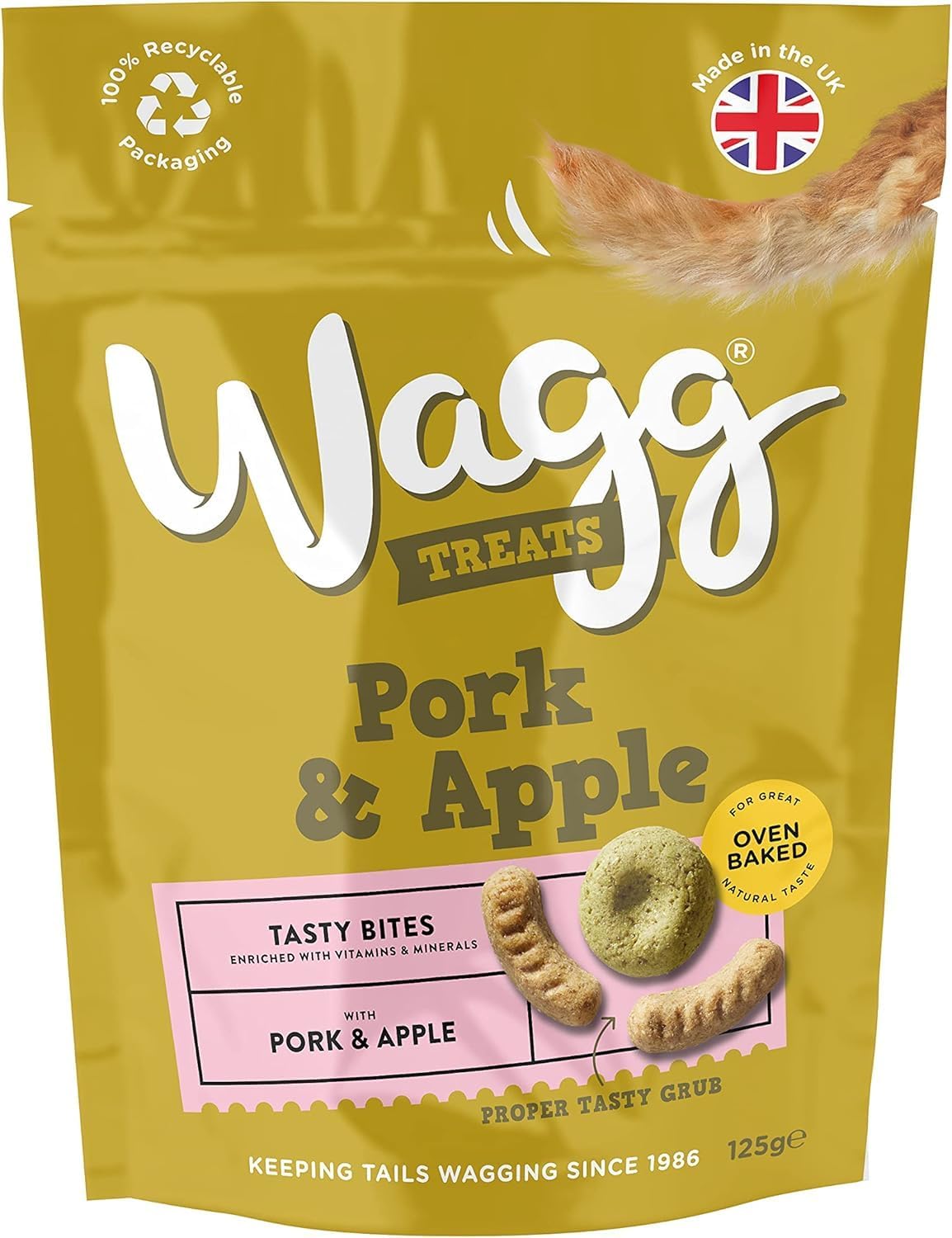Wagg Tasties Tasty Bites Pork & Apple Dog Treats 125g (Pack of 7) - Oven Baked