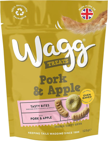 Wagg Tasties Tasty Bites Pork & Apple Dog Treats 125g (Pack of 7) - Oven Baked