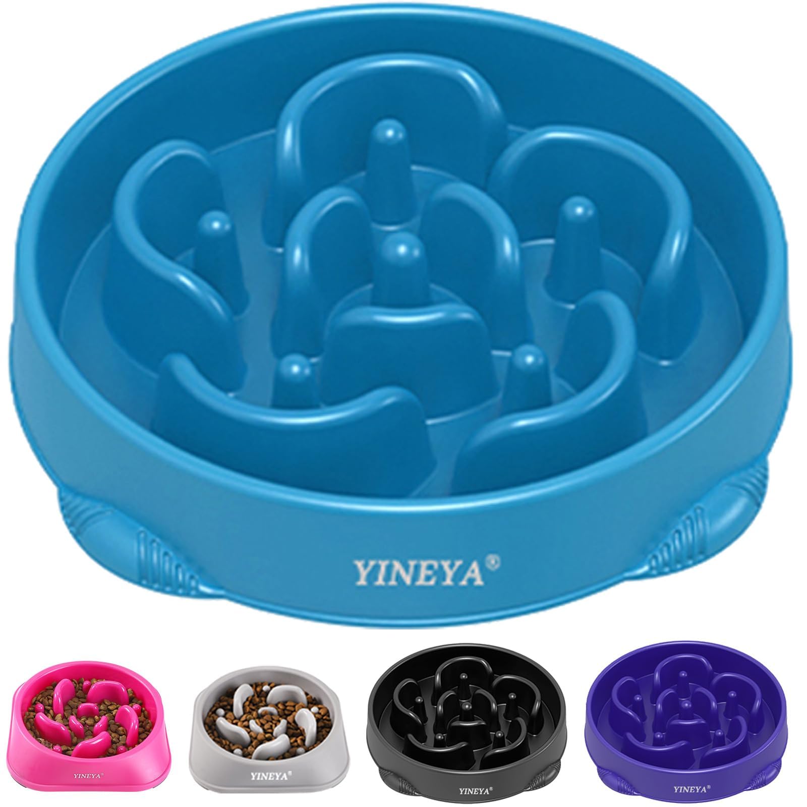 YINEYA 4 Cups Slow Feeder Dog Bowls Large Breed, Anti-Choking Pet Supplies, Maze Dog Food Bowl, Puzzle FeederThat Slow Down Eating