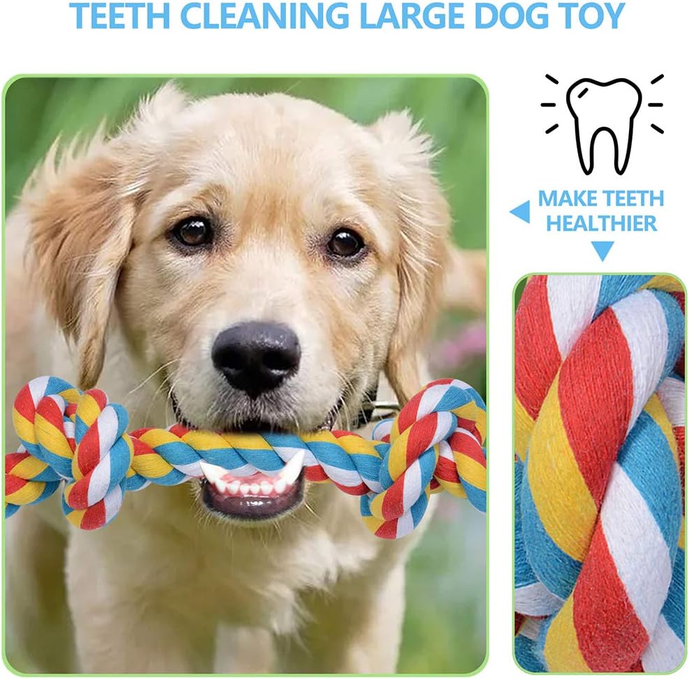 Giant XL Dog Rope Toys for Aggressive Chewers - Set of 2 Heavy Duty Indestructible Dog Rope Toy for Large Breed Puppy- 100% Cotton Strong, Sturdy Rope - Medium and Large Dogs for Chewing, Tug of War