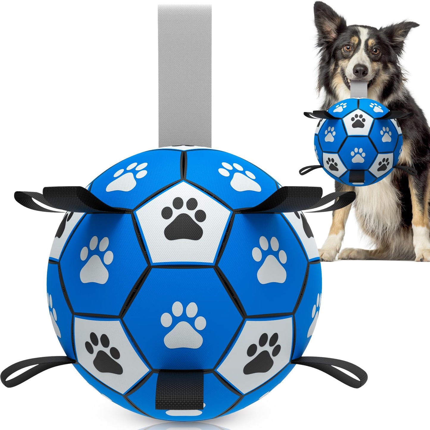 HETOO Dog Soccer Ball, Interactive Dog Toys for Doggies, Durable Dog Balls for Small & Medium Dogs Red White (6 inch)