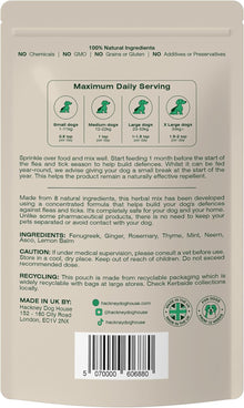 Natural Flea & Tick for Dogs | Effective Powdered Flea Repellent | Food Supplement | 200 grams | 80 Daily Servings | Hackney Dog House
