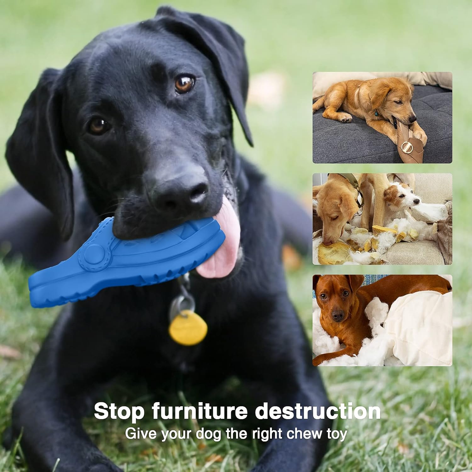 RUXAN Dog Chew Toys Indestructible - Squeaky Interactive Dog Toys for Teeth Cleaning, Rubber Dog Chew Toy with Beef Flavor for Small Medium Large Aggressive Chewers