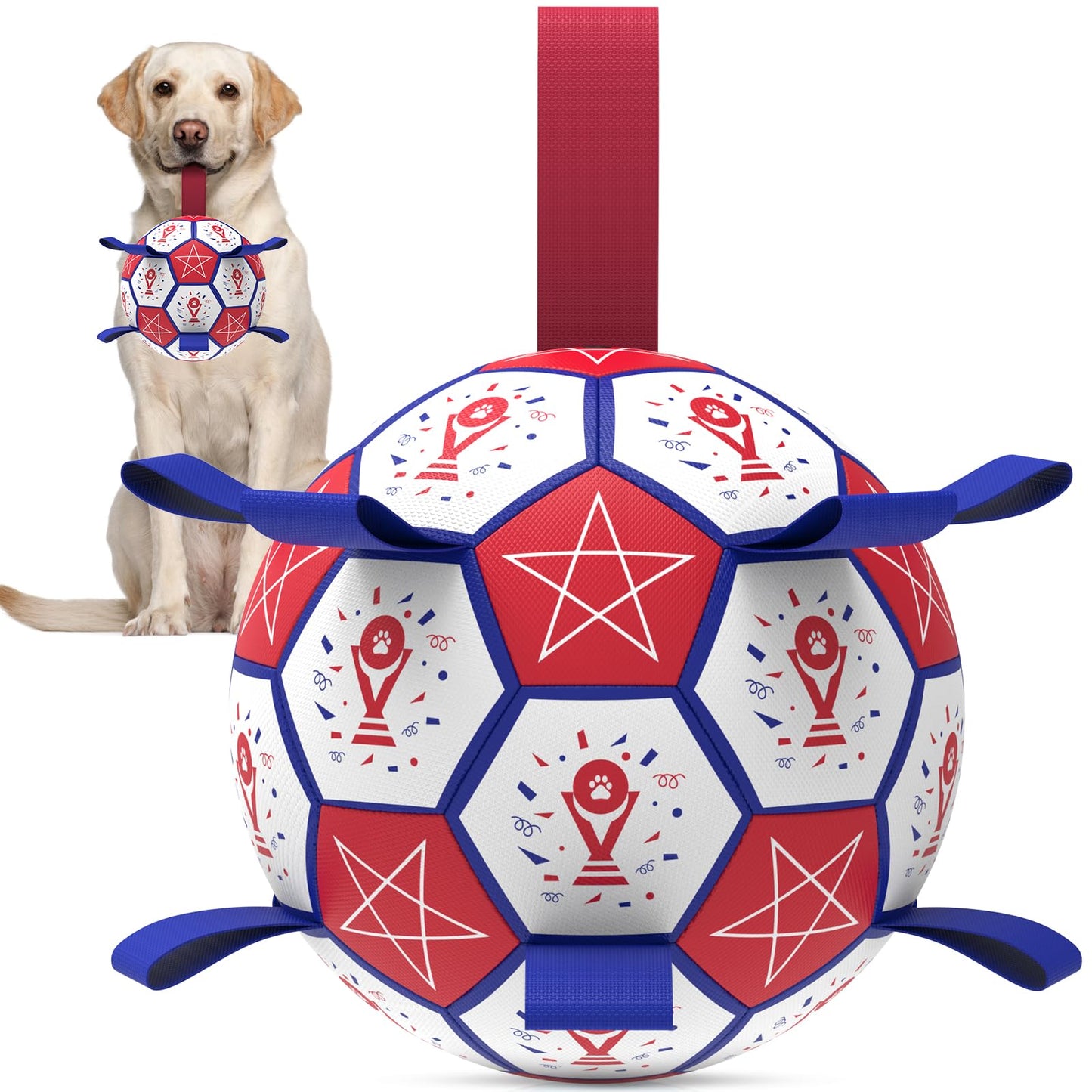 HETOO Dog Ball Toy Dog Football: Interactive Dog Balls with Webbing, Durable High Bounce Floating Dog Toys Balls for Dog Birthday Gifts Indoor & Outdoor Purple Blue Medium (6 Inch)