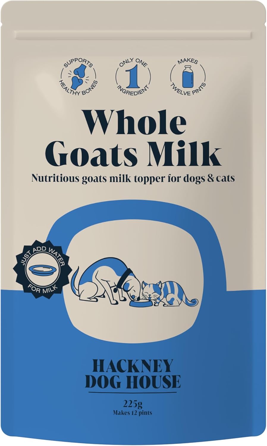 Hackney Dog House Goats Milk Powder for Dogs & Cats | Create Delicious Goats Milk-Drink | For Adult & Puppy | Each Pack Makes 12 Pints