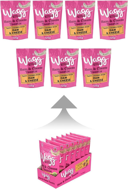 Wagg Ham & Cheese Toastie Tasty Chunks Ham & Cheese Dog Treats 125g (Pack of 7) - Oven Baked