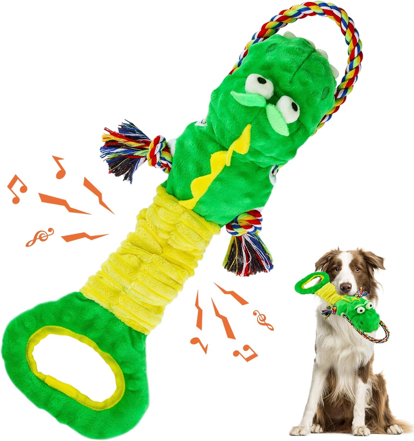 YINEYA Squeaky Dog Toys for Small, Puppy, Medium and Large，Interactive Dogs Toy For Boredom, Plush Soft Dogs Toy with Crinkle Paper, Fun Dinosaur Tough Dog Tug Toys