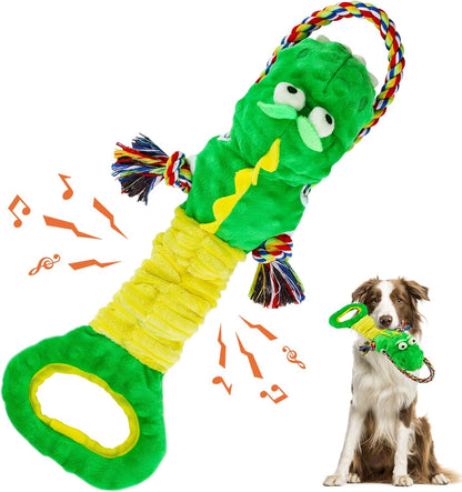 YINEYA Squeaky Dog Toys for Small, Puppy, Medium and Large，Interactive Dogs Toy For Boredom, Plush Soft Dogs Toy with Crinkle Paper, Fun Dinosaur Tough Dog Tug Toys