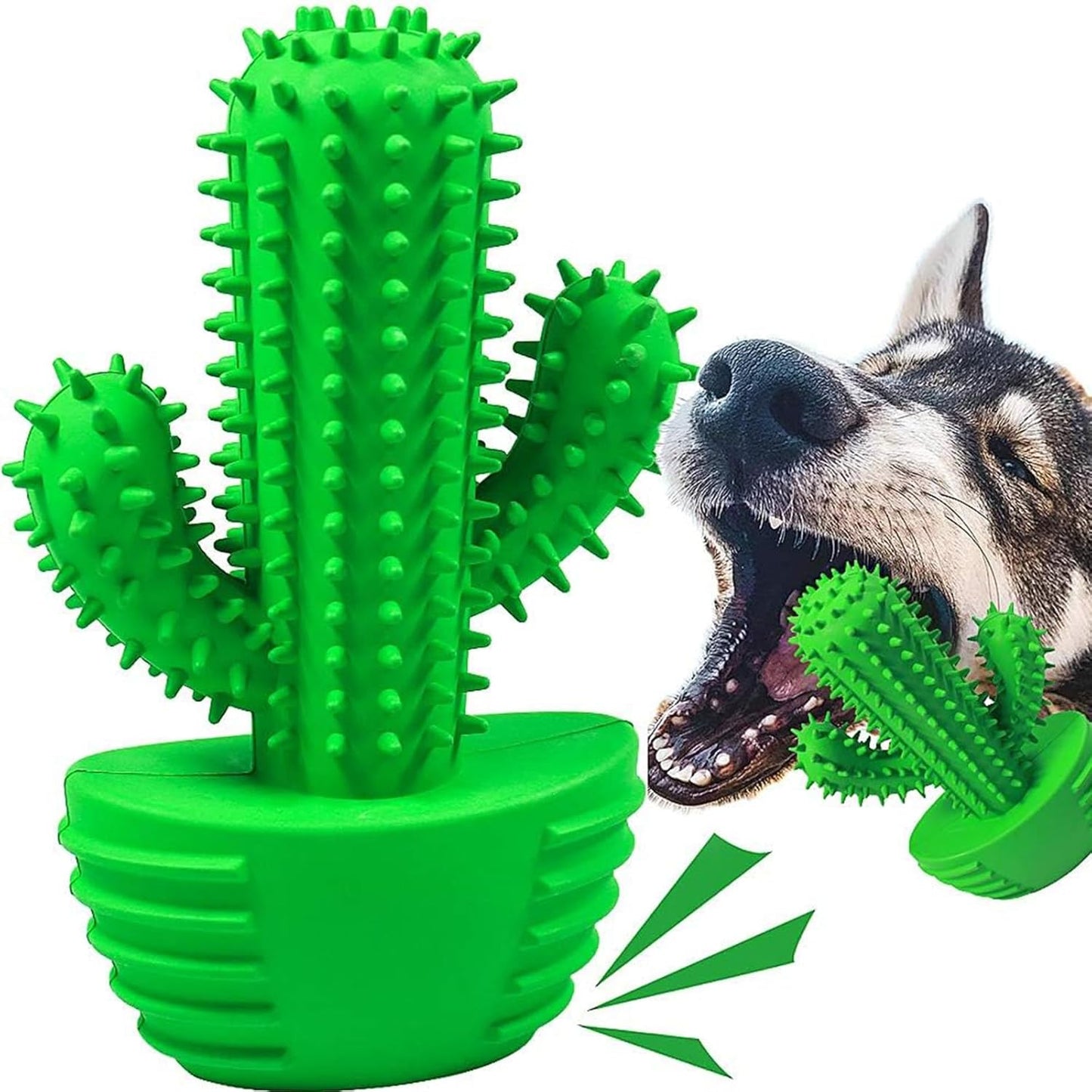 HETOO Indestructible Dog Chew Toys for Aggressive Chewers: Tough Durable Dog Squeaky Toys Dog Toothbrush for Teeth Cleaning, Gifts for Dogs (Cactus)