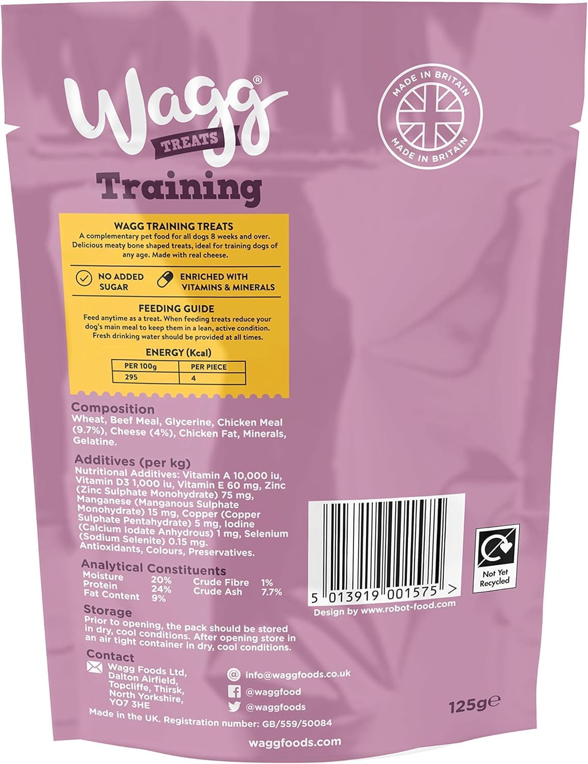 Wagg Training Mini Bones Chicken & Cheese Dog Treats 125g (Pack of 7) - Oven Baked