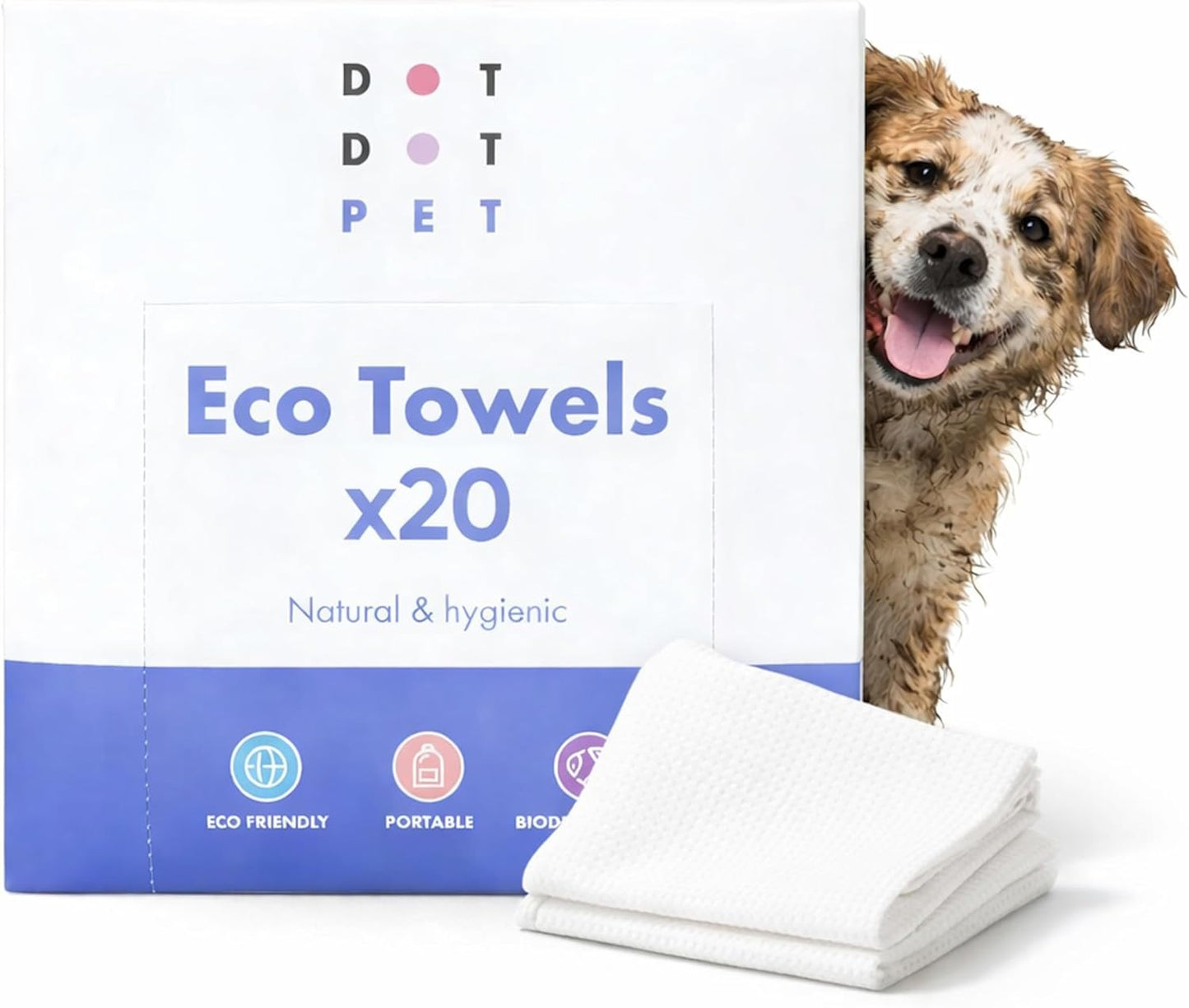 Eco Dog Towels for Drying Dogs (20 Pack) - Natural Fibre, Super-Absorbent Dog Drying Towels - Plastic-Free & Skin-Kind - Dog Cleaning Wipes Ideal for Muddy Walks, Wet Dogs & Bath Time