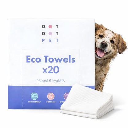 Eco Dog Towels for Drying Dogs (20 Pack) - Natural Fibre, Super-Absorbent Dog Drying Towels - Plastic-Free & Skin-Kind - Dog Cleaning Wipes Ideal for Muddy Walks, Wet Dogs & Bath Time