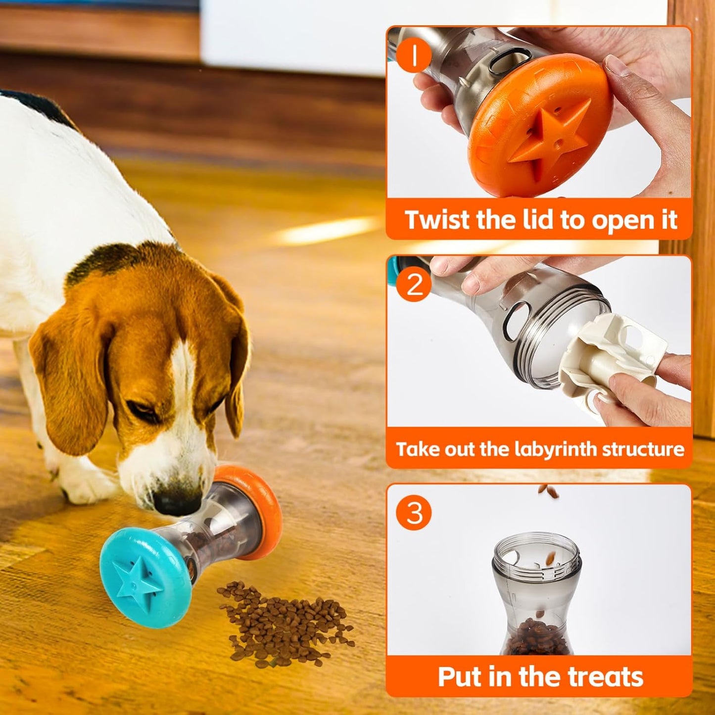 AUSCAT Dog Treat Dispensing Toy, Slow Feeder, Interactive Dog Puzzle Toys for Small and Medium Breeds, Dog Enrichment Toys to Keep Them Busy(Not for Aggressive Chewers) (2PCS)