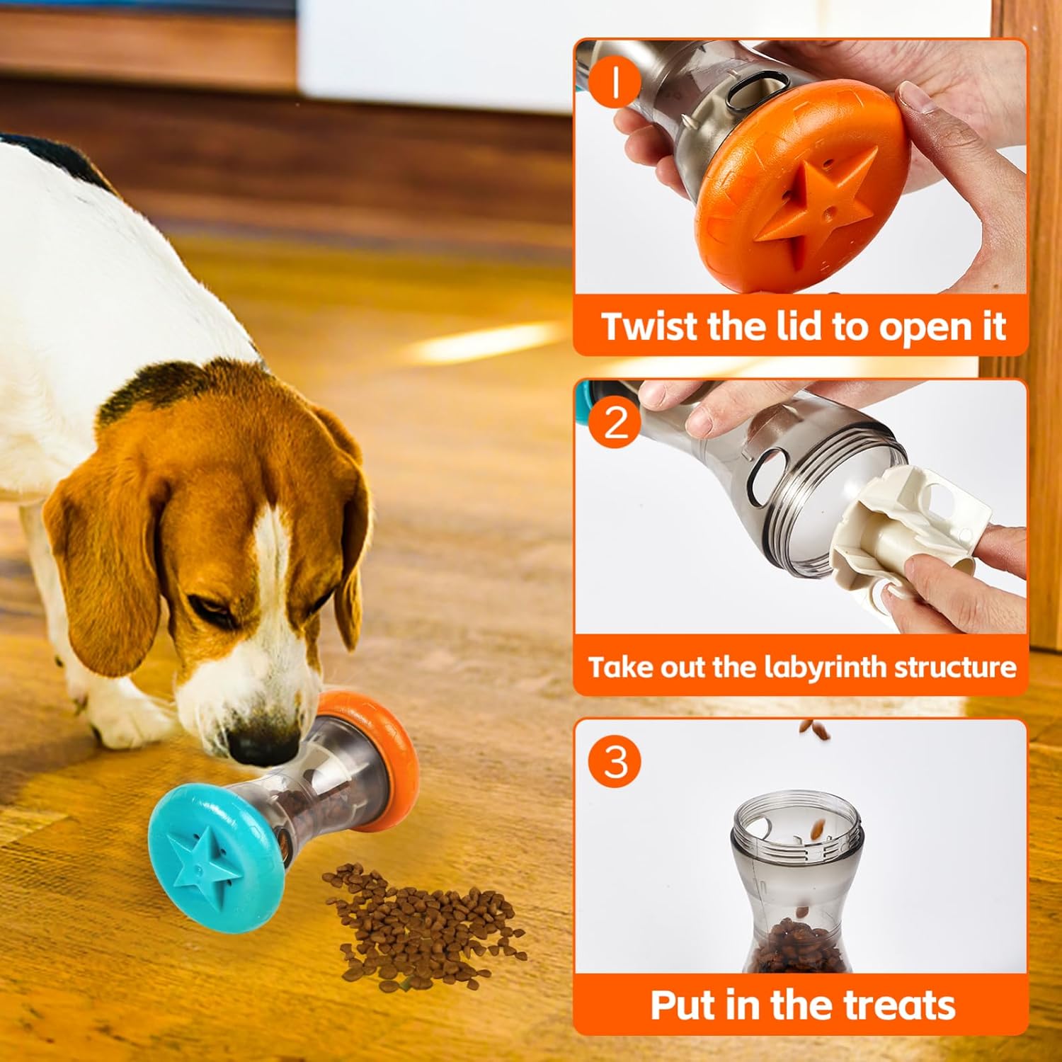 AUSCAT Dog Treat Dispensing Toy, Slow Feeder, Interactive Dog Puzzle Toys for Small and Medium Breeds, Dog Enrichment Toys to Keep Them Busy(Not for Aggressive Chewers) (2PCS)