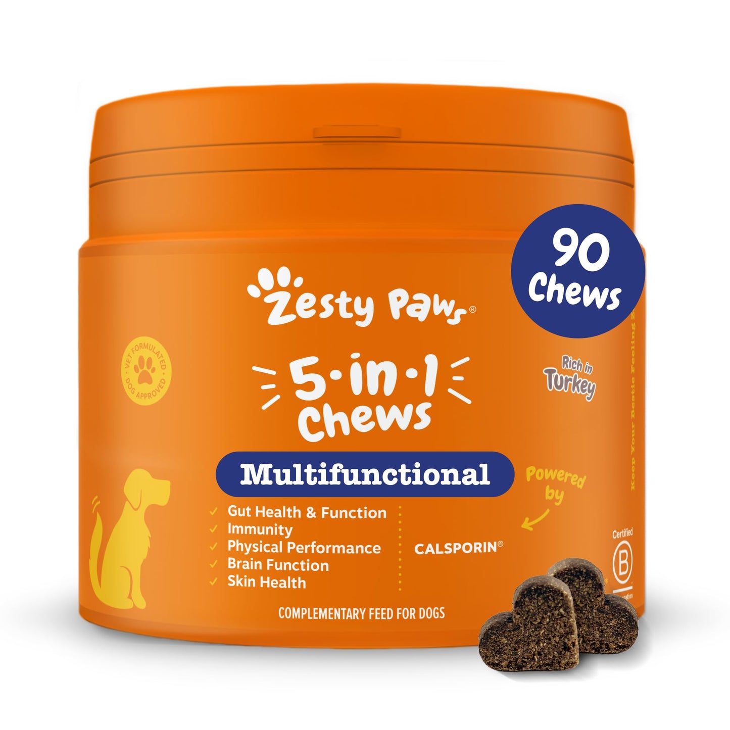 Zesty Paws 9 in 1 Multivitamins for Senior Dogs | Supports Joints, Skin, Eyes, Brain Function, Immune System, Urinary Tract, Heart & Gut Health| Vitamin A, B & C, Folic Acid, Biotin | 60 Chews